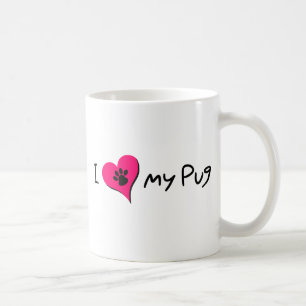 Caneca De Café Eu [coração] amo meu Pug