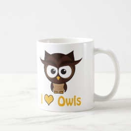 Caneca De Café Eu coração (amor) corujas