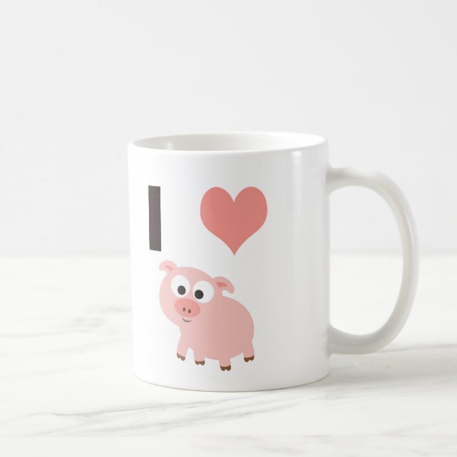 Caneca De Café Eu coração porcos (Direita)