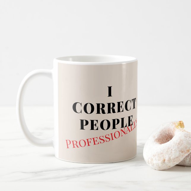 Caneca De Café Eu Corrijo Pessoas Personalizado Engraçado Profess (Com Donut)