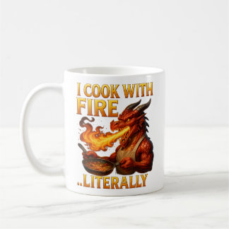 Caneca De Café Eu Cozinho Com Fogo... Literalmente Chef Dragão F