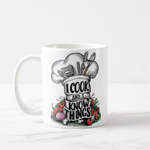 Caneca De Café Eu Cozinho e Eu Sei das Coisas humor culinário