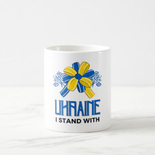 Caneca De Café Eu defendo a bandeira da Ucrânia - apoiem os ucran