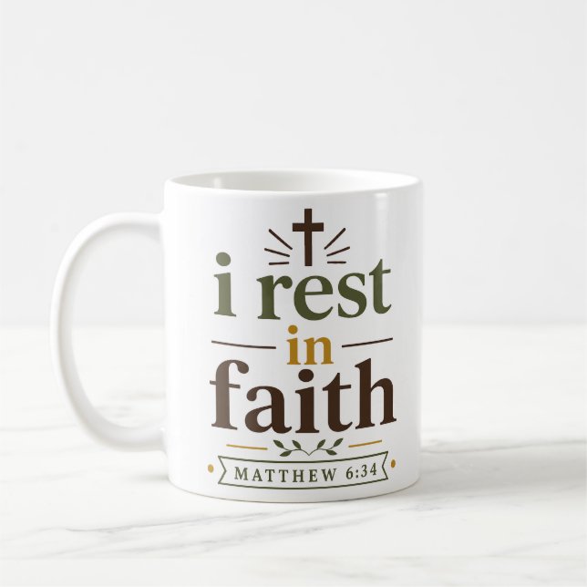 Caneca De Café Eu descanso na fé Citação moderna de versículo da  (Esquerda)