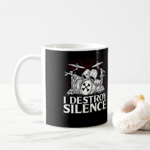 Caneca De Café Eu Destruo Drummer Musical do Silêncio Drumsticks