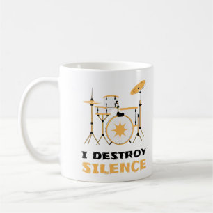 Caneca De Café Eu Destruo Silence Funny Drummer