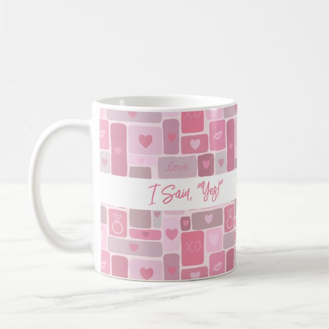 Caneca De Café Eu Disse Sim Pink Engagement Modern Script (Esquerda)