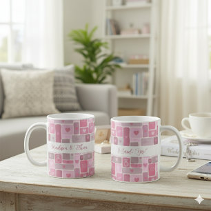 Caneca De Café Eu Disse Sim Pink Engagement Modern Script