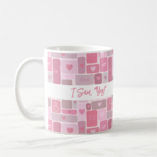 Caneca De Café Eu Disse Sim Pink Engajamento Moderno Script