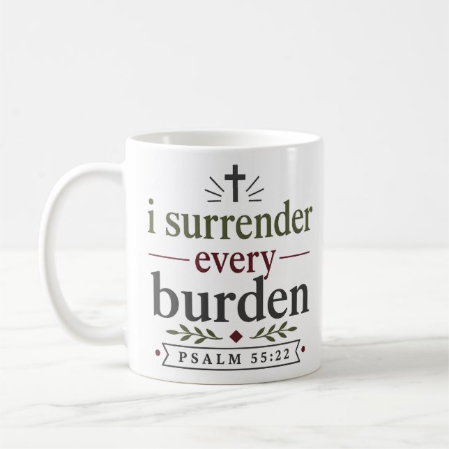 Caneca De Café Eu Entrego Todo Fardo Citação Cristã Moderna (Esquerda)