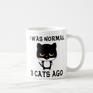 Caneca De Café EU ERA NORMAL 3 GATOS ATRÁS, Gatos De Café Engraça