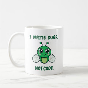 Caneca De Café Eu escrevo bugs, não código.