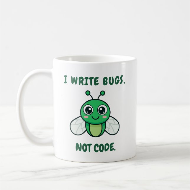 Caneca De Café Eu escrevo bugs, não código. (Esquerda)