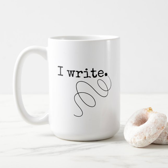 Caneca De Café Eu Escrevo. Coffee Mug do Escritor (Com Donut)