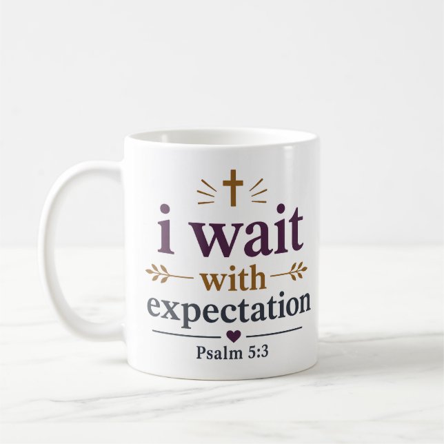 Caneca De Café Eu Espero Com Expectativa Bíblia Cristã Estética  (Esquerda)