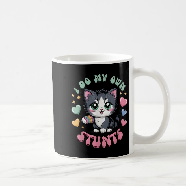 Caneca De Café Eu Faço Meus Próprios Estunts Braço Quebrado Gato  (Direita)
