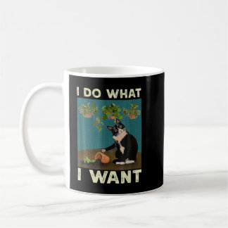 Caneca De Café Eu Faço O Que Eu Quero... Gato Tuxedo Gardening En
