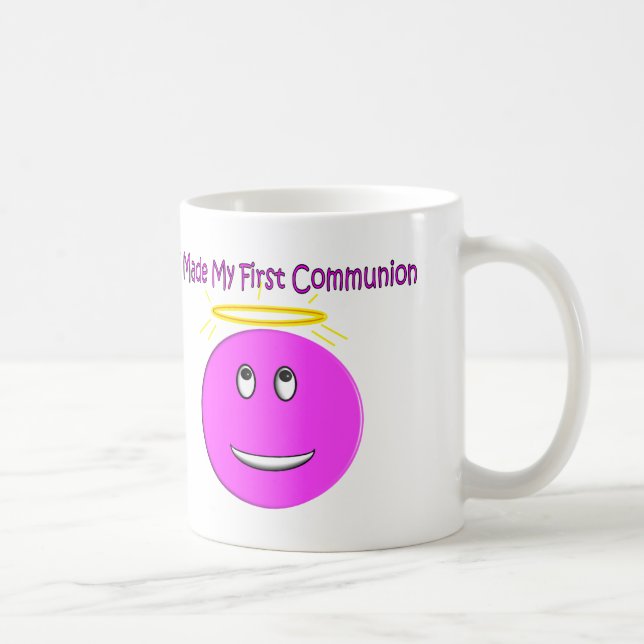 Caneca De Café Eu fiz a meu primeiro comunhão o rosa grande (Direita)