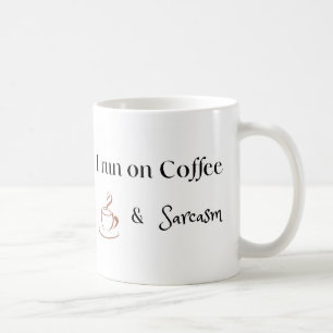 Caneca De Café Eu Funciono com Café e Sarcasmo, Presente Divertid