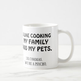 Caneca De Café Eu gosto de cozinhar minha família e meus animais