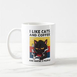 Caneca De Café Eu Gosto De Gatos E Café E Talvez 3 Pessoas