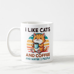 Caneca De Café Eu Gosto De Gatos E Café E Talvez 3 Pessoas De Amo