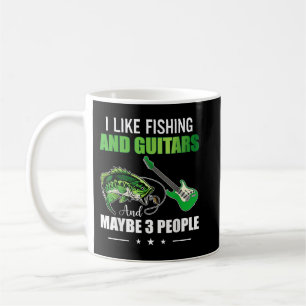 Caneca De Café Eu gosto de pesca e guitarras e talvez três pessoa
