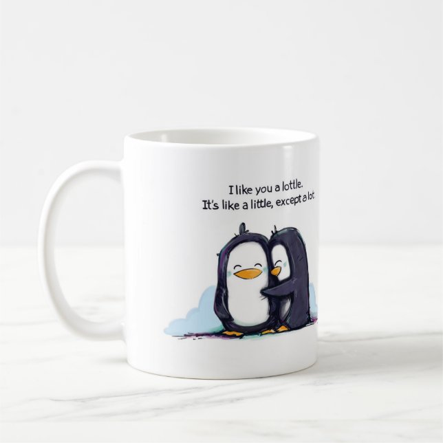 Caneca De Café Eu gosto de você, um pinguim pequeno. (Esquerda)