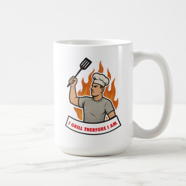 Caneca De Café EU GRELHO ENTÃO EU EXISTO engraçado para pai marid (Direita)