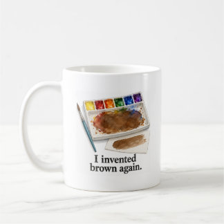 Caneca De Café Eu Inventei o Humor Aquarela Marrom Novamente