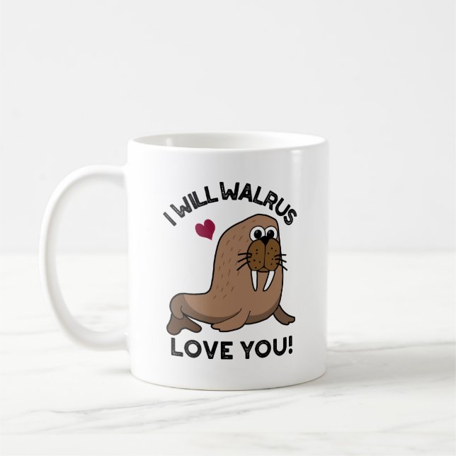 Caneca De Café Eu Irei Walrus Te Amo Um Engraçado Animal Pun (Esquerda)