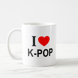 Caneca De Café Eu ❤️ K-POP Eu AMO K-POP Eu ADORO K-POP
