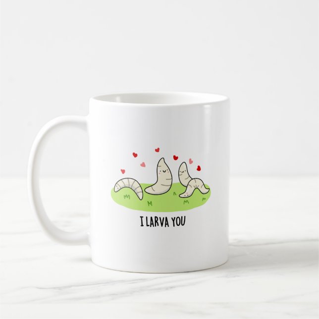Caneca De Café Eu Larvo-Te Engraçado Larvae Adora Pun (Esquerda)