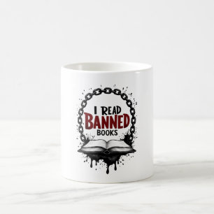 Caneca De Café Eu Li Livros Proibidos – Distintivo da Liberdade