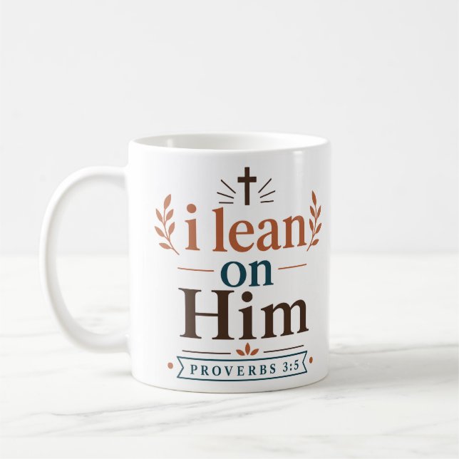 Caneca De Café Eu Me Apoio Nele Citação Clássica de Fé Cristã (Esquerda)