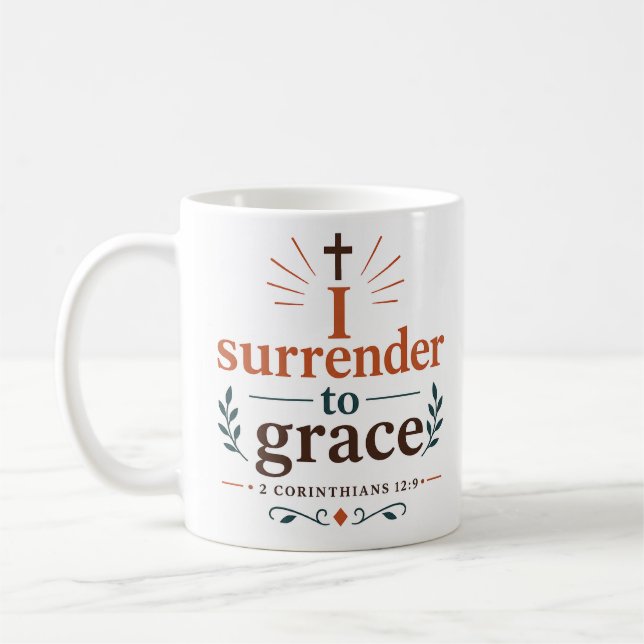 Caneca De Café Eu Me Rendo À Esperança Cristã Da Graça Citação (Esquerda)