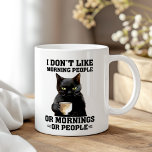 Caneca De Café Eu não gosto de Pessoas da manhã Gato Negro sarcás<br><div class="desc">Expresse seus verdadeiros sentimentos sobre as manhãs mais cedo com a "Eu não gosto de Pessoas de manhã, caneca de café preto sarcástico". Apresentando um gato preto rabugento e a citação humorística, "Eu não gosto de pessoas matinais, ou de manhãs, ou pessoas", esta caneca é perfeita para aqueles que não...</div>