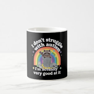 Caneca De Café Eu Não Luto Com Autismo Autista Engraçado Raccoon