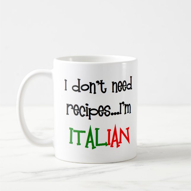 Caneca De Café eu não preciso de receitas, sou italiano (Esquerda)
