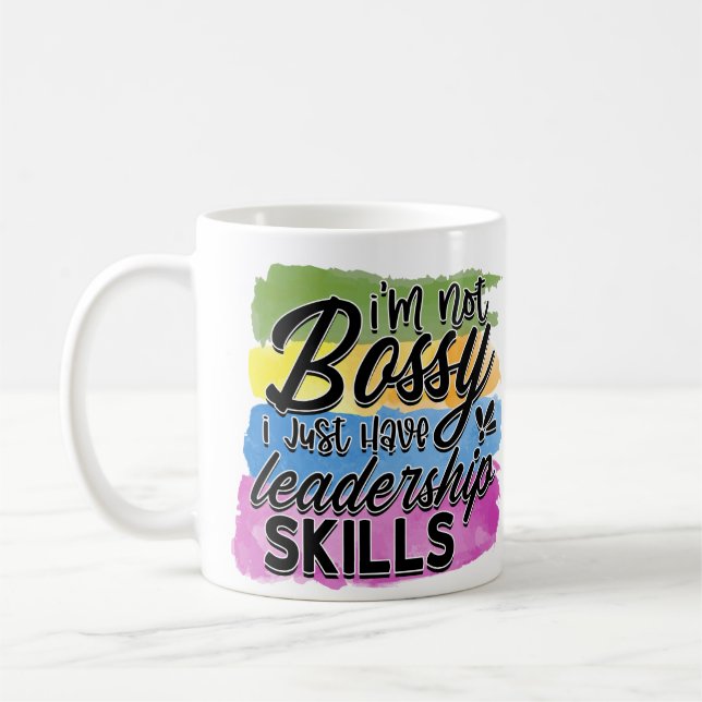 Caneca De Café Eu não sou Bossy/ Liderança (Esquerda)