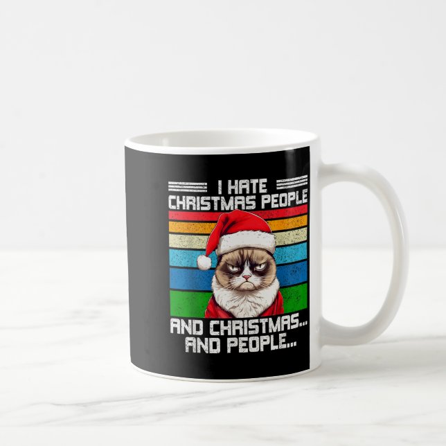Caneca De Café Eu Odeio Chapéus de Férias de Natal Inimigos Preto (Direita)
