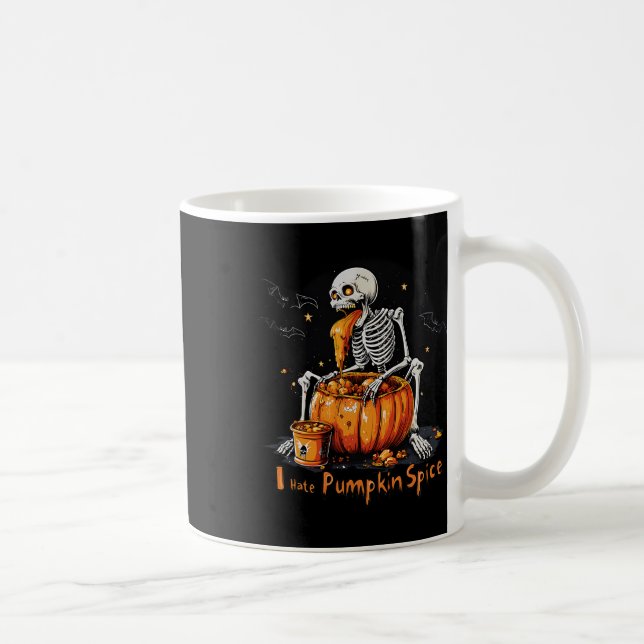Caneca De Café Eu Odeio Pumpkin Spice Engraçado Queda Skeleton Ha (Direita)