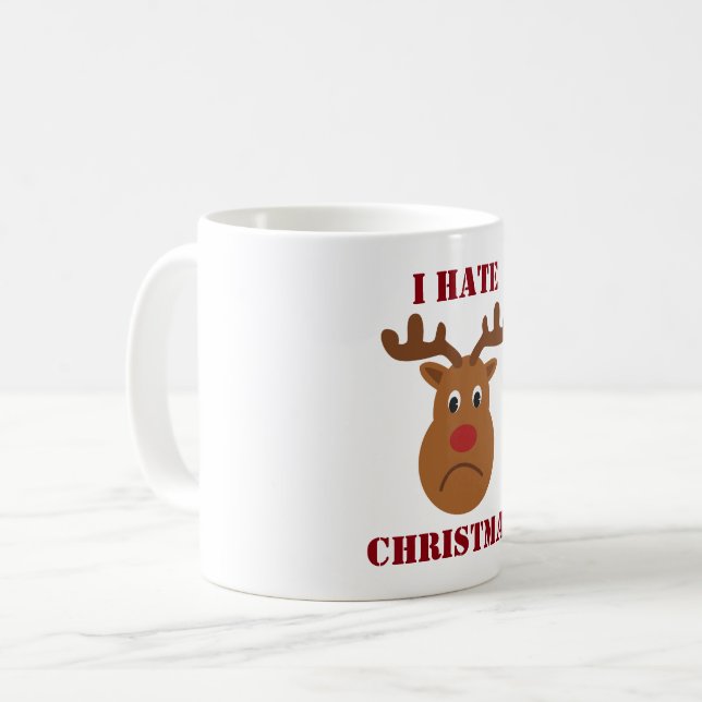Caneca De Café Eu odeio renas tristes de Natal (Frente Esquerda)