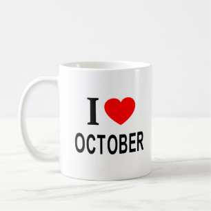 Caneca De Café Eu ❤️ OUTUBRO Eu AMO OUTUBRO Eu ADORO OUTUBRO
