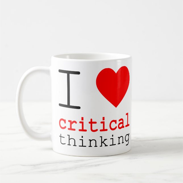 Caneca De Café Eu ❤️ Pensamento Crítico v2 (Esquerda)