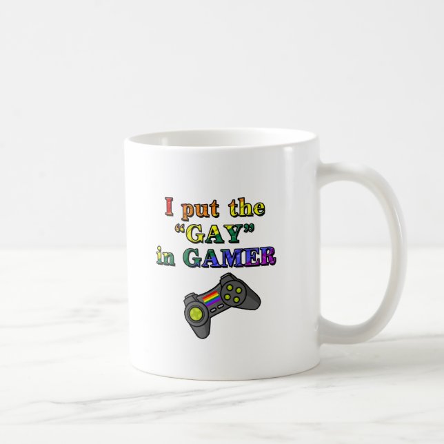 Caneca De Café Eu pôr o GAY no Gamer (Direita)