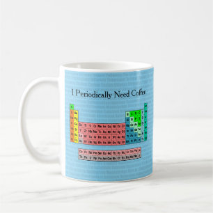 Caneca De Café Eu Preciso Periodicamente de Café- Tabela Periódic