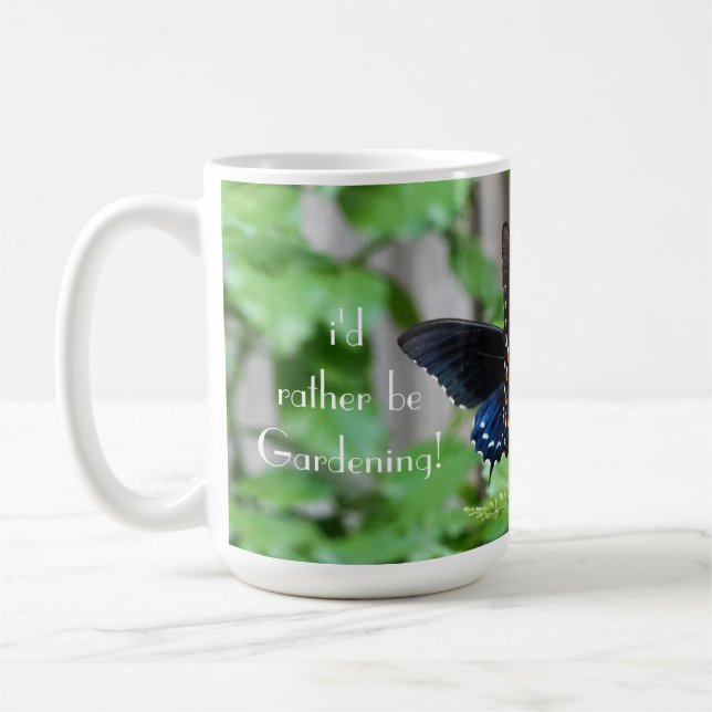 Caneca De Café Eu preferencialmente a jardinagem! Borboleta bonit (Esquerda)
