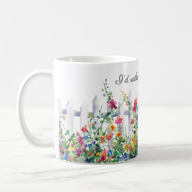 Caneca De Café Eu Preferencialmente de jardinagem, cerca e flores (Esquerda)
