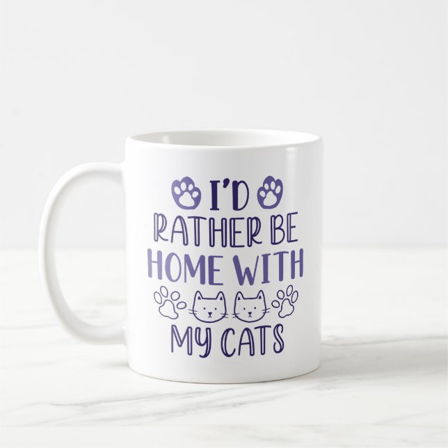 Caneca De Café Eu Preferencialmente Em Casa Com Meus Gatos (Esquerda)